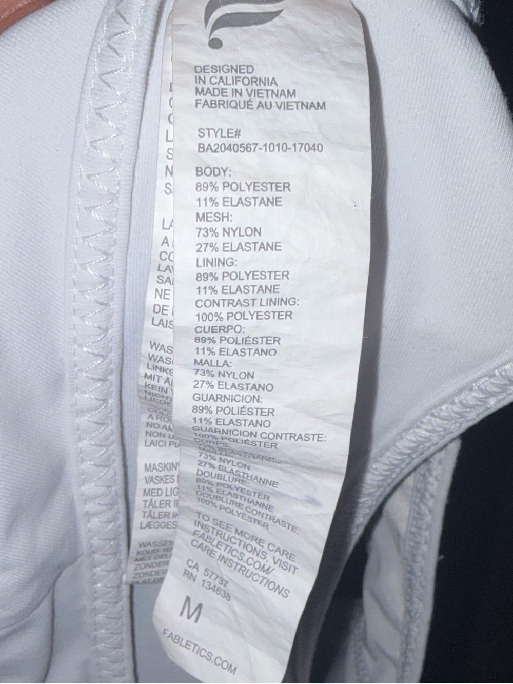 Fabletics White Racerback Sports Bra medium - Picture 4 of 4